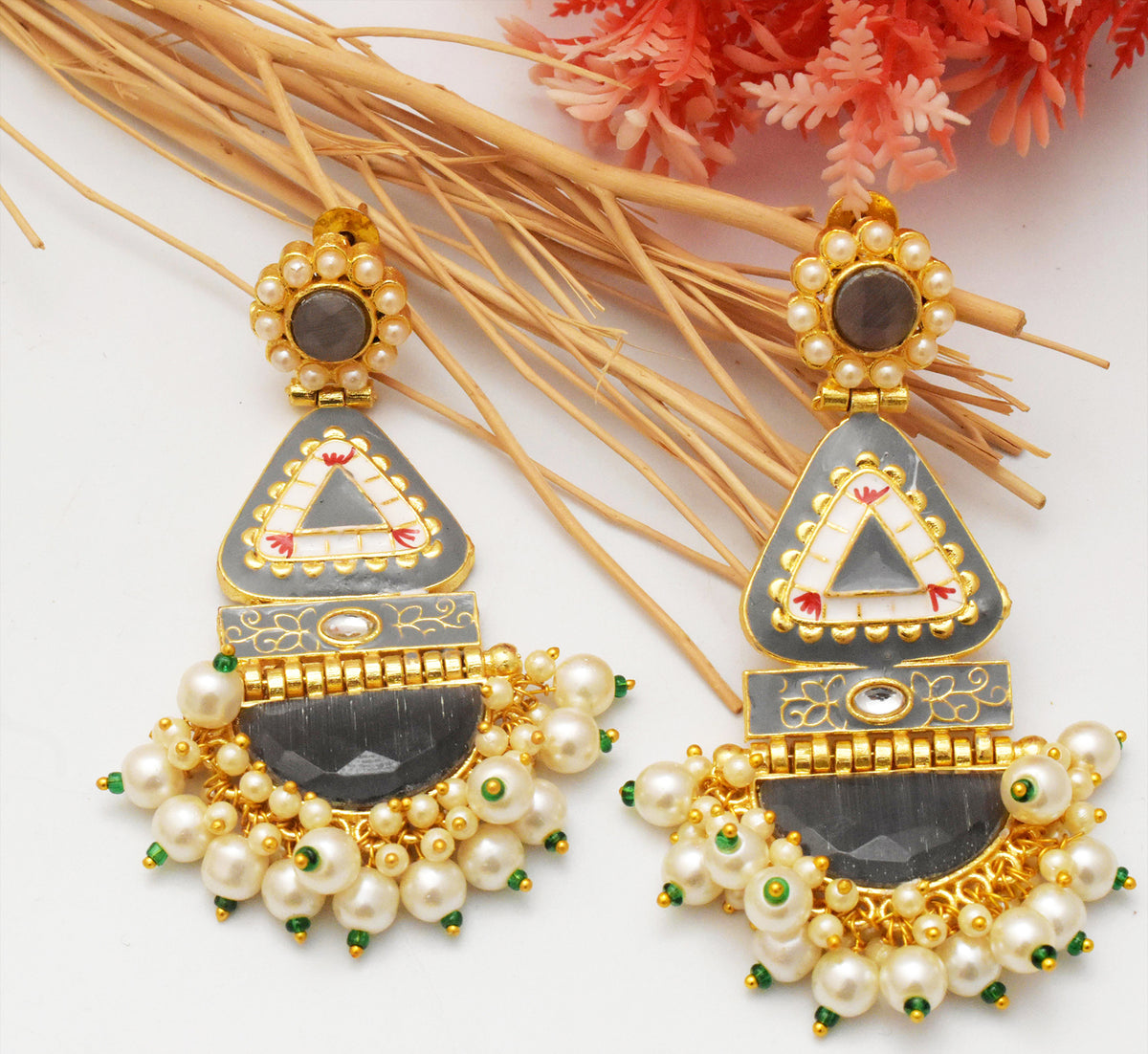 Grey Misha Jhumkis Earring